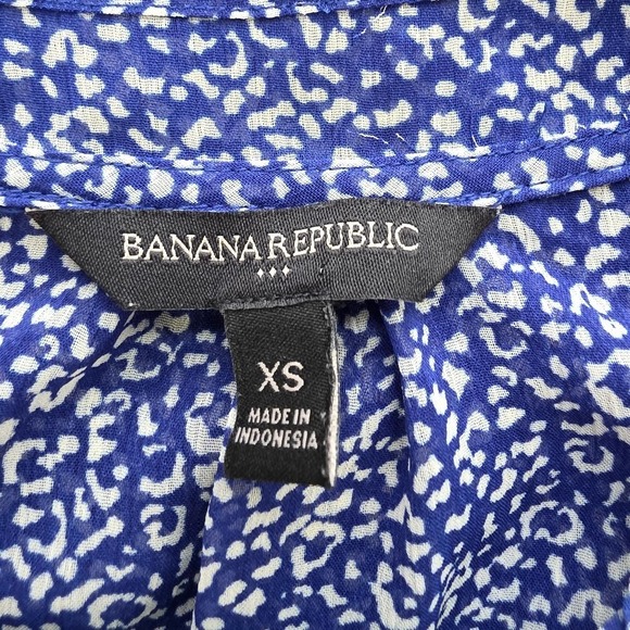 Banana Republic  Blue Floral Ruffle Mid Dress‎ Flowy XS - Picture 4 of 6